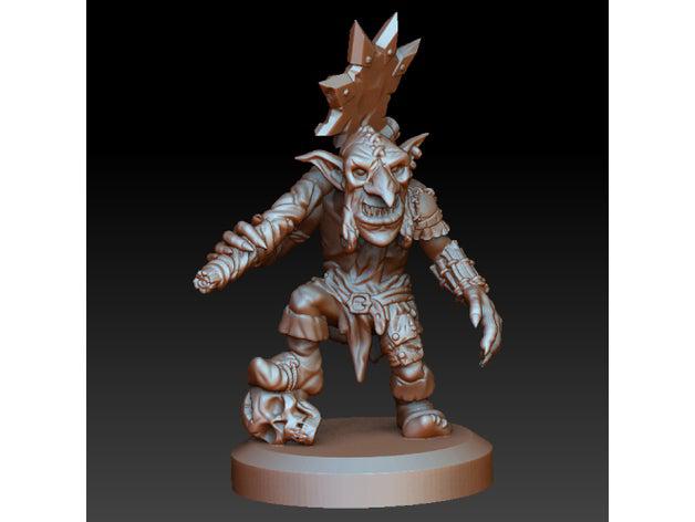 goblin slaughterer criaturas machado dnd fantasia miniatura catraia rosto tampo de mesa warhammer guerreiro 3D print model - Mito3D