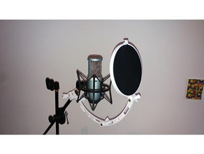 complete pop filter wind screen clamp mic stand music arm gopro home microphone popular support 3d print model - Mito3D