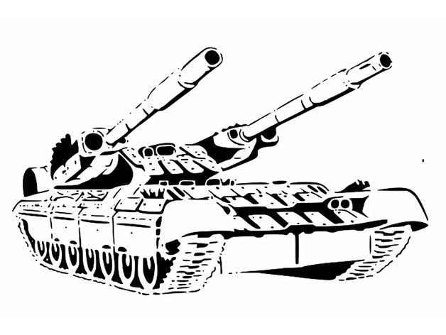 heavy tank stencil 2d art military 3D print model - Mito3D