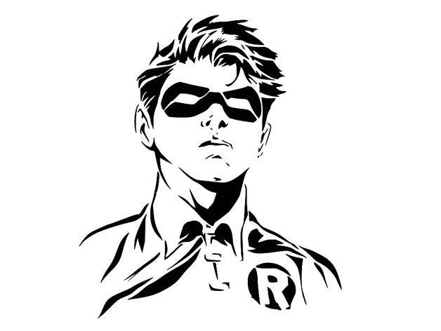 robin stencil 2d art batman dc comics teen titans 3D print model - Mito3D