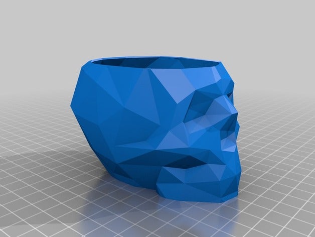 low poly-skull vase remix Dekor 3D print model - Mito3D