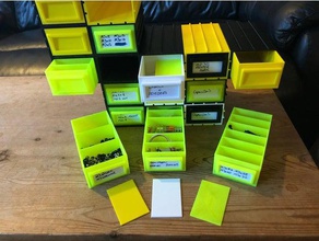 modular drawers 3d printing container containers label labels organiser small parts storage stackable box boxes stacking 3d print model - Mito3D