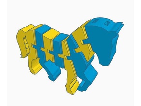 flexi caballo, cebra llavero modelos articular articulados articulada de la figura dos colores doble extrusor extrusión flexible bienes muebles polymathic 3d print model - Mito3D
