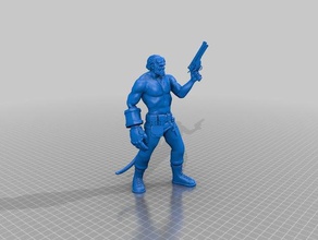 hellboy without jacket people character demon devil gun hellboymovie mini miniature 3d print model - Mito3D