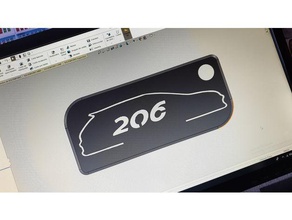 peugeot 206 llavero keychains gti 3d print model - Mito3D