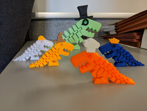 hatti rexi chef hat flexi flexible rex sombrero t-rex trex el tyrannosaurus 3d print model - Mito3D