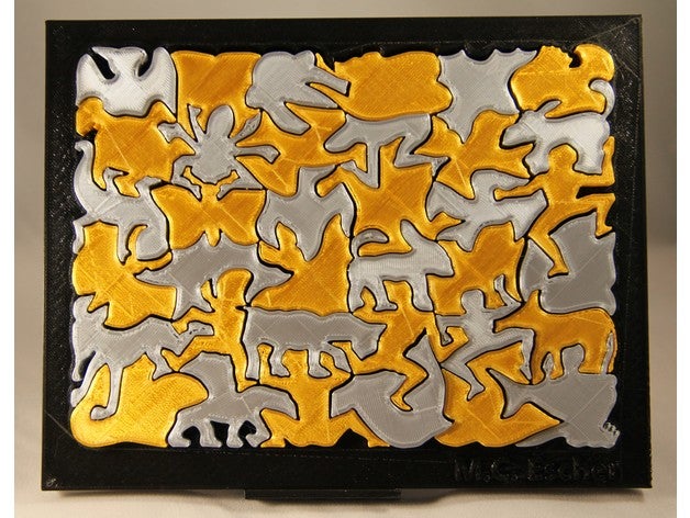 escher de la mosaïque du puzzle art mc 3D print model - Mito3D
