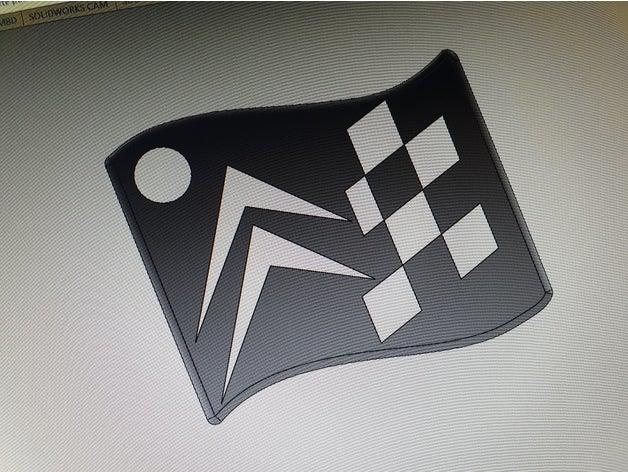 llavero bandera citroen i portachiavi automobile chevron psa sport 3D print model - Mito3D