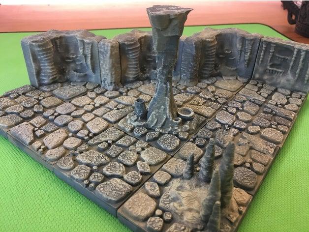 cavern pillar column openforge 20 compatible toy game accessories caverns pillars tile tiles dungeons dragons dungeon openforge2 tabletop gaming terrain wargame 3D print model - Mito3D