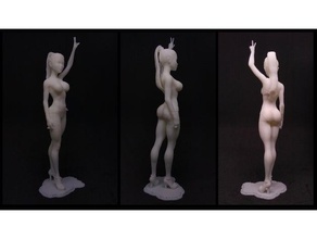 standing girl doing two finger victory gesture 3d printing 3dprintable figurine nsfw people sexy woman 3d print model - Mito3D