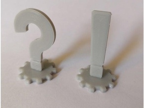 question exclamation mark pluggable token 28 mm tabletop-rpg toy game accessories base boardgame concept board exclamationmark gears questionmark 3d print model - Mito3D