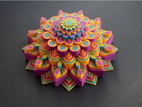 multi-color mandala 3d printing buddhism fillamentum floral flower flowers geometric geometry hinduism mosaic palette 2 multicolor nature palette2 sacred spiritual yoga 3d print model - Mito3D