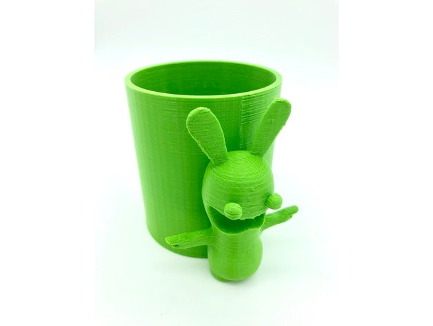 pot crayon lapin cr&eacutetin v2 containers box crazy crazy rabbit lapin cretin pencil 3D print model - Mito3D