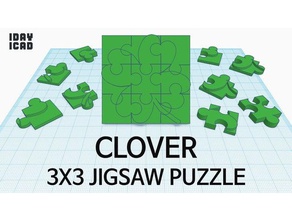 1day 1cad 3x3 jigsaw puzzle clover toys games 1day1cad 3d four leaf 3d print model - Mito3D