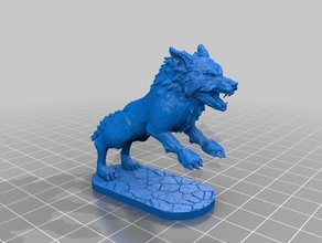 lobo, lobo terrível v2 jogos 28mm gigante dnd pathfinder inverno 3d print model - Mito3D