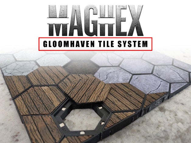 maghex tuiles gloomhaven jeux jeu de plateau donjon hexagone hexagonal l'aimant magnétique 3D print model - Mito3D