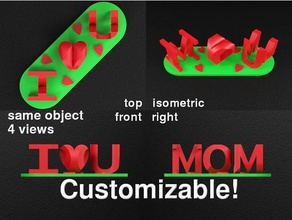 customizable triple letter blocks illusion signs logos 3dlettering ambigram customizer monogram mothers day nsfw 3d print model - Mito3D