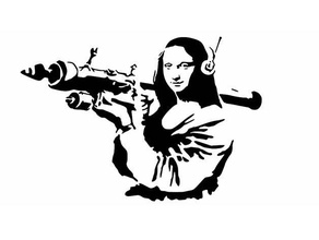mona lisa bazooka stencil 2d art la pistola militare 3d print model - Mito3D
