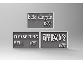 please ring bell sign- 3 language-housesignaturedangerwarning boardtabledoor signs logos decor decoration homedeco household ting useful 3d print model - Mito3D