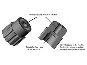 adaptör 6 cıvata 58-27 mount standı mikrofon kamera 3d print model - Mito3D