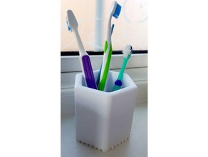 hex tooth brush holder bathroom 3d print model - Mito3D