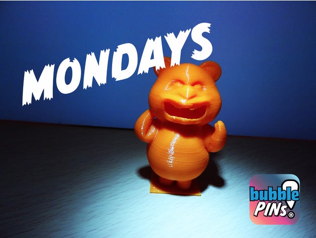 teddy bear angry monday models desktop toy figurine mini figure 3D print model - Mito3D