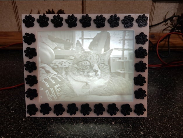 paw print frame mio light box altri lightbox telaio lithophane 3D print model - Mito3D