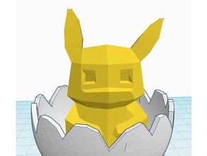 low-poly pikachu incubação adereços a páscoa ovo fusão 360 baixa contagem de polígonos pokemon shell 3d print model - Mito3D