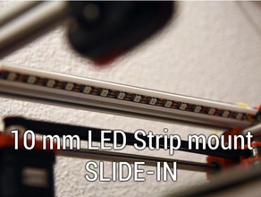 10 mm slide-in led strip mount 2020 3d printer accessories extrusion 5050 5050rgb ws2812 3d print model - Mito3D