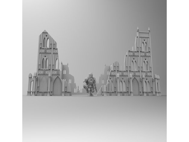 gotische Basilika warhammer Ruinen-Gelände 28mm - Spielzeug Spiel Zubehör wargame Gelände 40k 3D print model - Mito3D