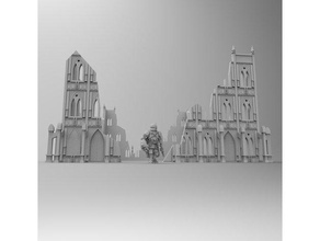 basilica gotica di warhammer rovine terreno 28mm giocattolo gioco accessori wargame 40k 3d print model - Mito3D