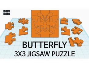 1 ° giorno 1cad 3x3 jigsaw puzzle farfalla i giocattoli giochi 1day1cad 3d print model - Mito3D