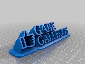 gabe name plate thumbs up final office customized 3d print model - Mito3D