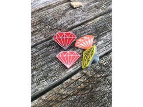 diamond lapel pin badge accessories brooch geometric jewel 3d print model - Mito3D