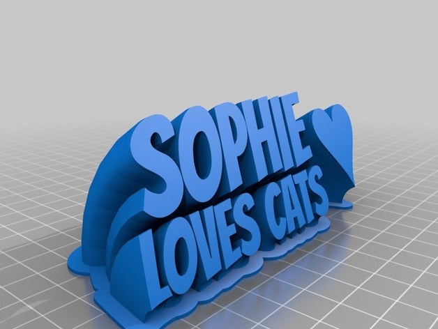 my customized sweeping 2-line name plate text office 3D print model - Mito3D