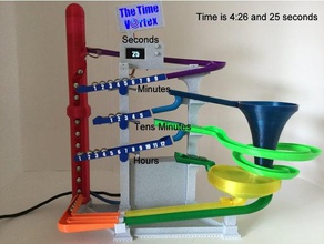 time vortex clock decor arduino auger ball bearing dc motor funnel machine marble run track neopixel oled parabola rtc spiral 3d print model - Mito3D