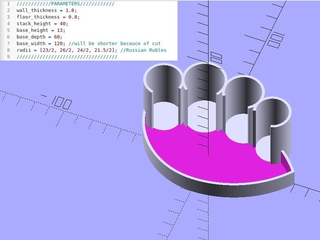 customizable coin holder organization money openscad organizer stack 3D print model - Mito3D