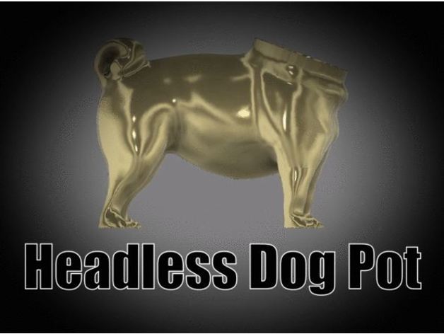 headless dog pot 3D print model - Mito3D
