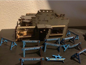 wargaming des barricades de la police jeux 28mm laser lasercut coupeur wargame terrain 3d print model - Mito3D