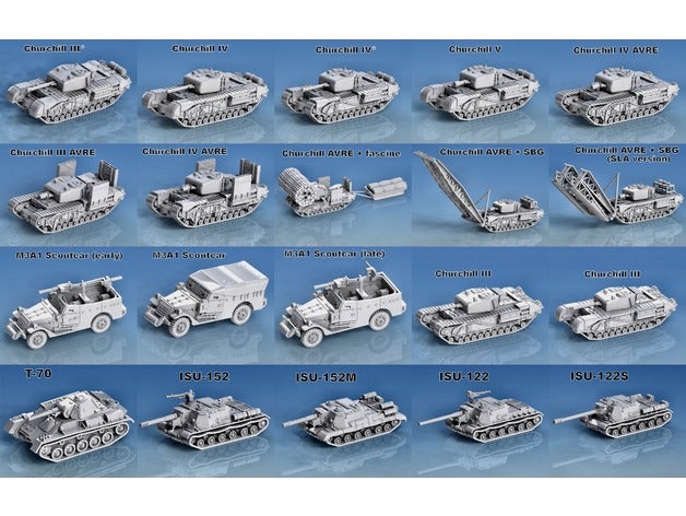 1-100 tanks vehicles 3D print model - Mito3D