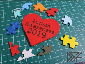Autismus awareness month puzzle 2019 Rätsel Spielzeug 3d print model - Mito3D