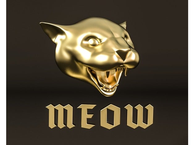 meow sculptures cat cougar tête sifflement panther puma 3D print model - Mito3D