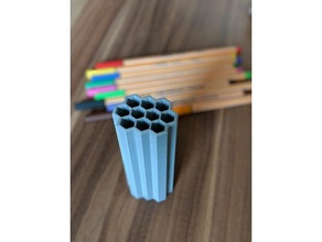 fineliner manga recipientes hexágono titular baixa contagem de polígonos caneta lápis porta-lápis stabilo 3d print model - Mito3D