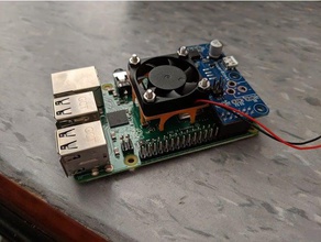 raspberry pi-power-block-fan mount computer 3d print model - Mito3D