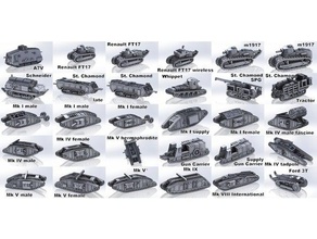 1-200 wwi Panzer-Fahrzeuge 3d print model - Mito3D