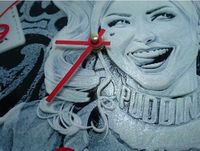 reloj, harley quinn a arte brincalhão lithophane litofania pared socorro aliviar reloj relógio de parede 3d print model - Mito3D