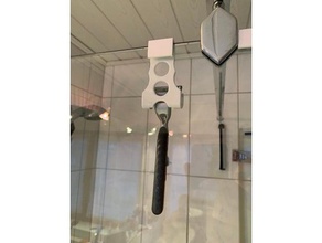 gilette de afeitar ducha gancho vidrio 8 mm cuarto baño maquinilla titular 3d print model - Mito3D