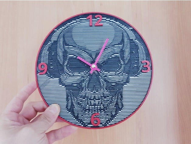 reloj calavera art clock pared skull stencil wall 3D print model - Mito3D