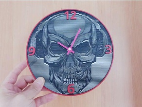 reloj calavera art de l'horloge pared le crâne pochoir horloge murale 3d print model - Mito3D