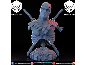 deadpool büstü heykeller 3d yazdırılabilir yazıcı ücretsiz marvel megs empinado megs3d stl süper kahraman 3d print model - Mito3D